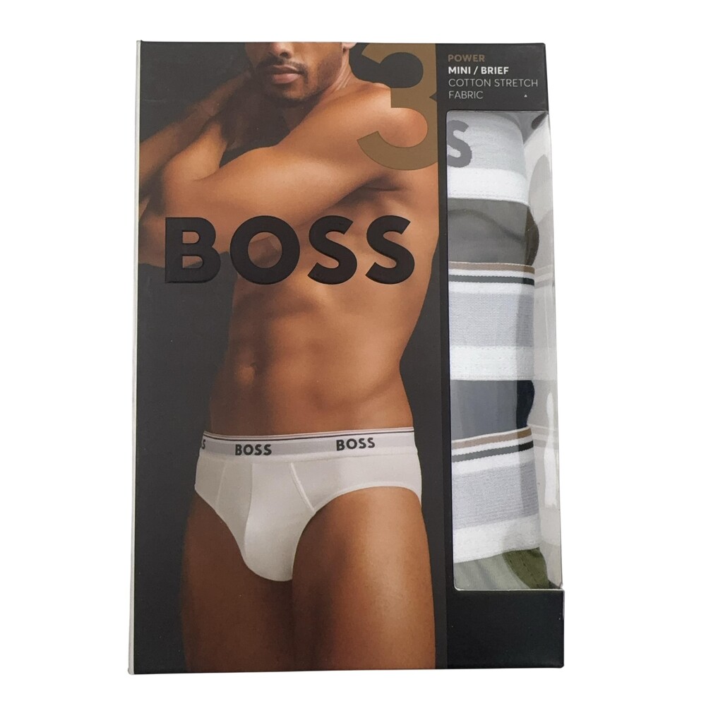 Boss Mini Brief Underwear Mens Large Multicolor Power 3 Pack Cotton Stretch
